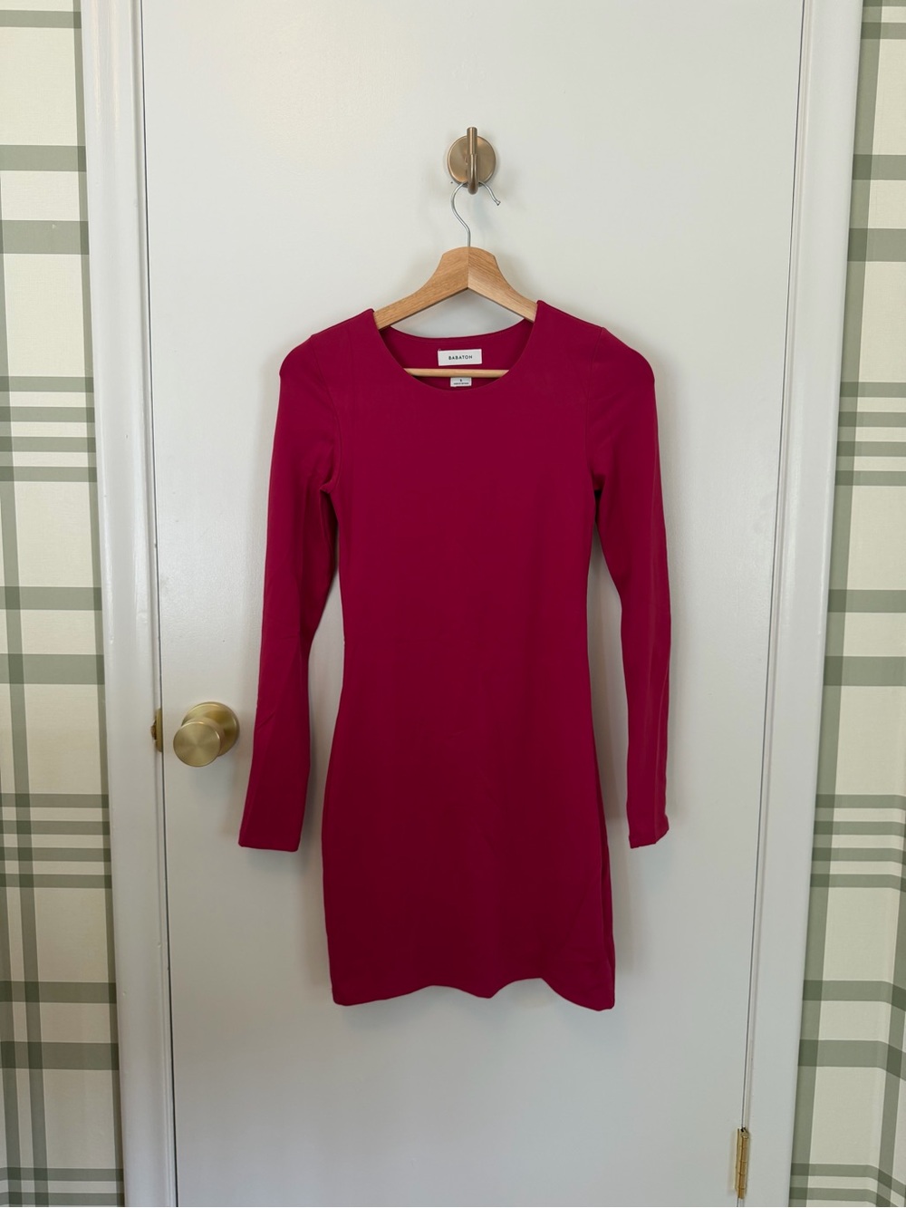 Aritzia Babaton Fuchsia Fitted Long-Sleeve Dress